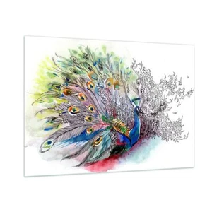 Wandbilder 100x70cm Glasbild Pfau Feder Farbe Groß Bilder Art Wanddeko - Bild 1 von 10