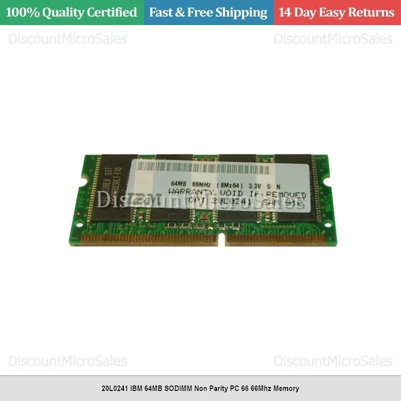 20L0241 IBM 64MB SODIMM Non Parity PC 66 66Mhz Memory - Image 1 of 1