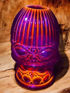 RARE Vintage L.G. Wright Amberina Cadmium Eye Winker Fairy Lamp - Picture 1 of 15