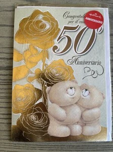 Biglietto congratulazioni nozze d’oro anniversario 50 matrimonio auguri regalo - Picture 1 of 3