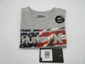 Hurley Boys' Toddler Classic Soft Tee Grey With American Flag Size 4 - Picture 1 of 4