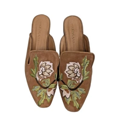 GeeWaWa Floral Embroidered Mules Slides Sundance 39 US 8.5 Leather Boho - Image 1 of 4