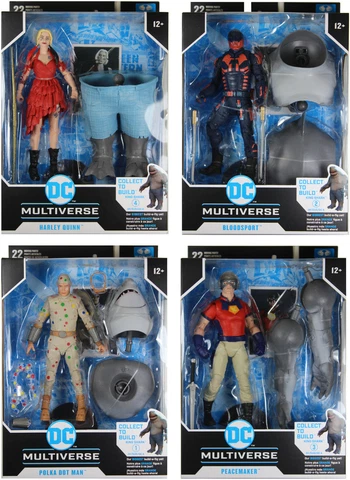 DC MULTIVERSE SUICIDE SQUAD SET w/KING SHARK BUILD-A-FIGURE ~ Harley,Peacemaker+ Cover