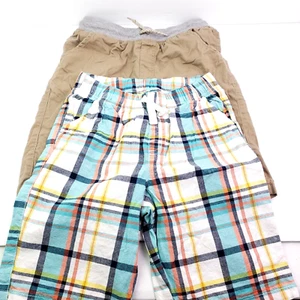 Jumping Beans Boys Size 10 Khaki Plaid Cotton Drawstring Shorts Bundle of 2 - Picture 1 of 8