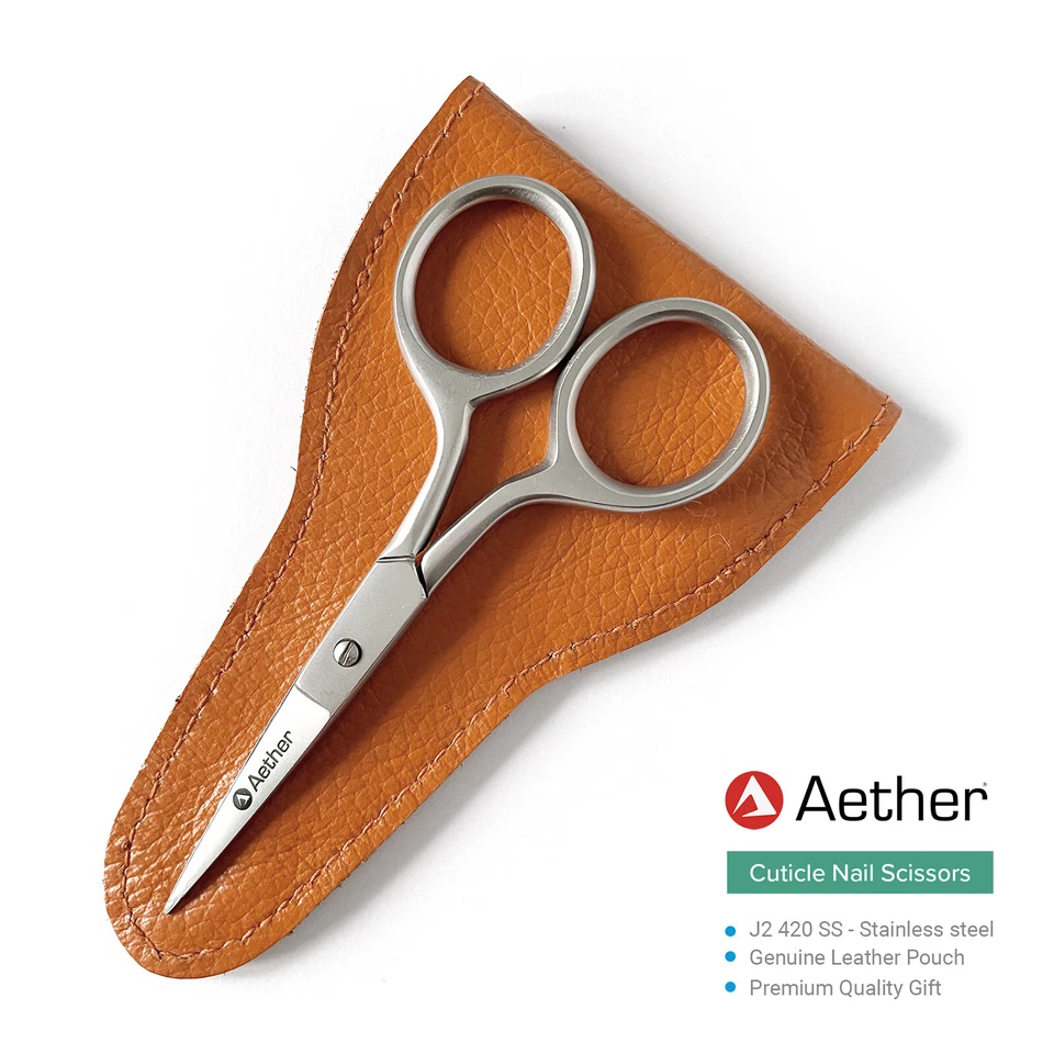Cuticle Nail Scissors Sharp Edge Straight Curved 420 Stainless Steel Eyebrow  - Image 1 of 4