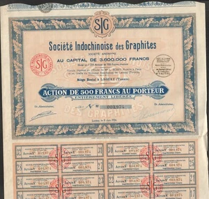 Société Indochinoise des GRAPHITES (LAOKAY TONKIN INDOCHINE) (I) - Picture 1 of 1