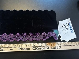 Embroidered Floral Black Velvet Sewing/Crafts/Skirts/5 "  x 30" - Picture 1 of 2