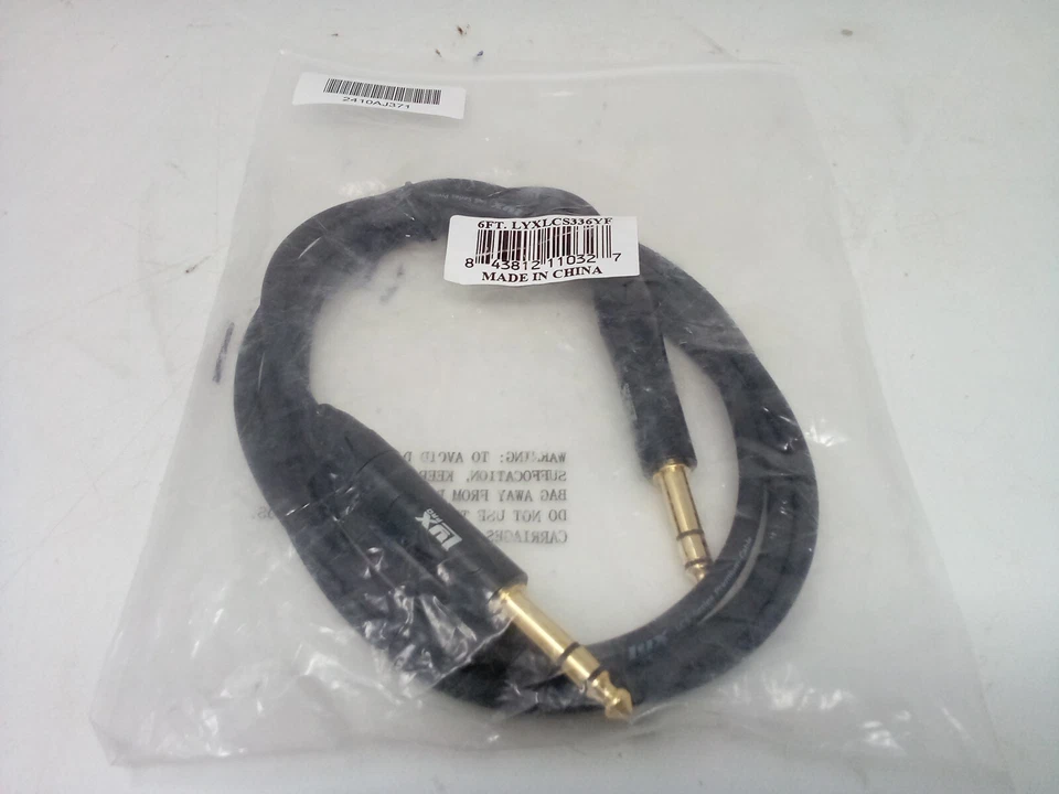 LYX PRO-6ft Premium 1/4inchinch Stereo TRS Phono Cable  Male to Male LYXLCS336YF - Image 1 of 4
