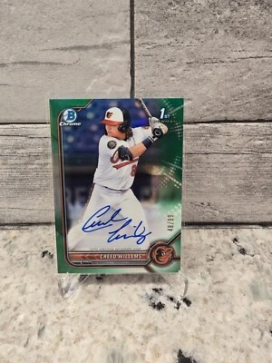 2022 1st BOWMAN CHR. PROS. CERT. AUTO GREEN REFRACTOR CPACW CREED WILLEMS #/99 - Image 1 of 2