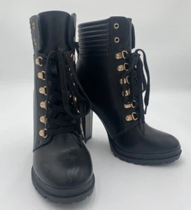 Justfab Women's Shandee Lace-Up Bootie Black Onyx Size 8.5 - Picture 1 of 5
