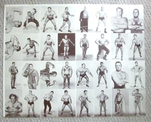 1955 Exhibits Wrestler Proof Sheet with all 32 Cards Pictured 28x22 - Picture 1 of 2