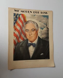 Vintage Franklin Delano Rosevelt Litho Timely Prints 1943 Gurdon Howe - Bild 1 von 7