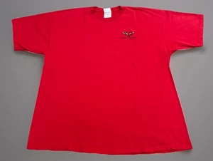 Vintage 90s Chevy Corvette Chevrolet Red Embroidered T-Shirt 2XL - Picture 1 of 5