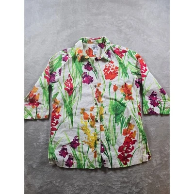 Blusa Camisa Top Chicos Mujer Talla 1 Floral Lino Abotonada Colorida *Leer Foto 1 de 4
