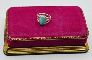 Gr. 6,25 alter Southwest Navajo Sterling Silber 925 Dornröschen Türkis Ring - Bild 1 von 12
