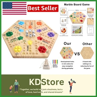 Classic Wooden Wahoo Marble Game - Family Strategy & Rapid Play - Image 1 of 4