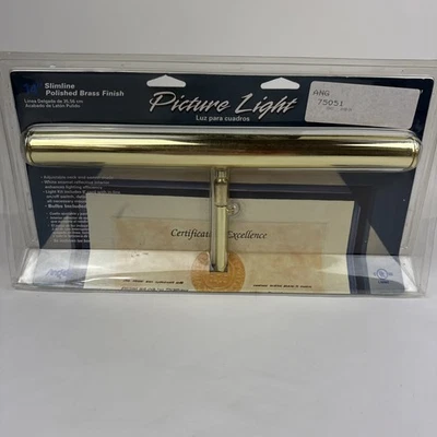 7" Angelo Polished Brass Finish Slimline Picture Light 75050 New In Package - Image 1 of 3