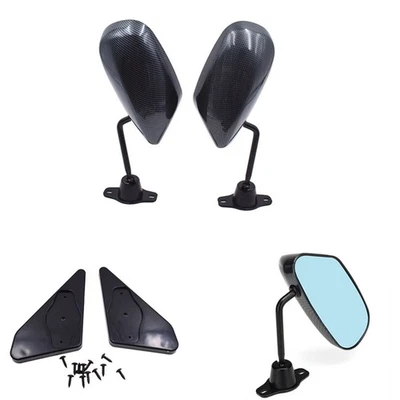 1 par de espejos retrovisores laterales de ajuste manual estilo clásico de fibra de carbono estilo vintage para automóvil Foto 1 de 4