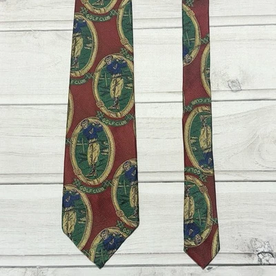 Robert Talbott Tie Golf Club Red Reichert’s Silk Golfer Necktie 57”  VTG - Image 1 of 4