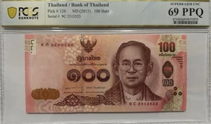 2015 Thailand 100 Baht Banknote 69 PPQ GEM UNC V Rare Signature # 86 - Picture 1 of 2