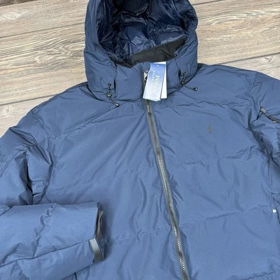 Polo Ralph Lauren Men's Water-Repellent Down Hooded Jacket Navy Size 3XB NEW - Image 1 of 4