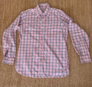 Men's Turnbull & Asser Pink Plaid Button Down Dress Shirt 100% Cotton 15.5/33 - Picture 1 of 11