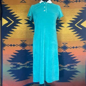 Vintage 70’s Happenings Frottee Collared Midi Dress. Selten. S/M. Retro. - Bild 1 von 17