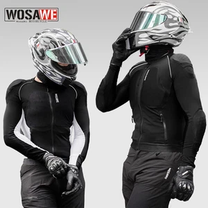 WOSAWE Mens Motorcycle Armor Shirt Elastic Reflective Motorbike Jacket 4 Pockets - Picture 1 of 14