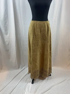 Vintage 90’s Coldwater Creek Suede Leather Boho Long Skirt Women’s Size 6 - Picture 1 of 14