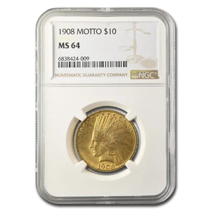 1908 $10 Indian Gold Eagle w/Motto MS-64 NGC - Picture 1 of 3