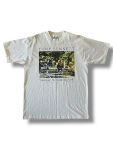 Vintage 90s Tony Bennett Sunday In Central Park Painting T-Shirt Size XL 1993 - Picture 1 of 20