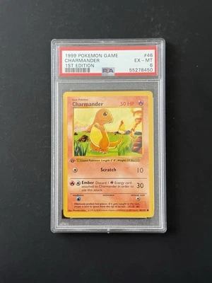 1st Edition Shadowless  Charmander - 46/102 Base Set Vintage Pokémon Card PSA 6 - Image 1 of 2