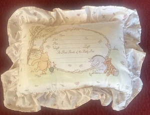 Disney Winnie-the-Pooh Birth Notification Keepsake Info Pillow Memory Baby - Picture 1 of 4
