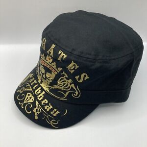 DIsney Parks Pirates of The Caribbean Military Strapback Cap w/ Gems & Bling NWT