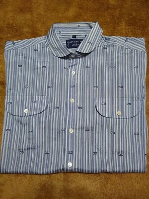 Vintage Givenchy For Chesa Blue Stripes Long Sleeve Button Up Shirt Men's Large  - Image 1 of 4
