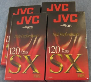 Lot Of 4 NEW Blank VHS Tapes JVC T-120 SX High Performance 6 HOURS EP Sealed - Picture 1 of 4