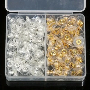 100pcs Set Gold Silver Bullets Earring Ear Stud Backs DIY Jewellery Accessories - Picture 1 of 4