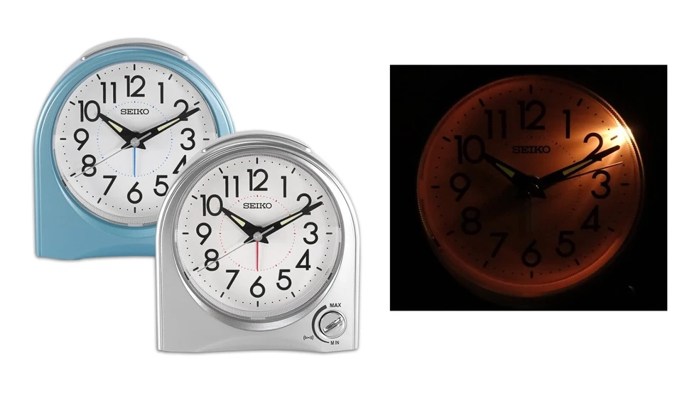 SEIKO alarm clock luminous quite sweep snooze light QHE1204 volume control - Image 1 of 4