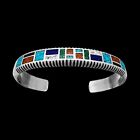 925 Sterling Silver Cuff Bracelet, Navajo Blanket Bracelet, Native American...