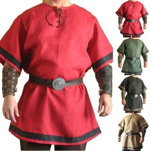 Renaissance Tunic Top Mens Medieval Cosplay Costume Norseman Pirate Shirt Viking - Picture 1 of 8