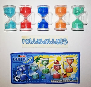 HOURGLASSES COMPLETE SET OF 5 WITH ALL PAPERS KINDER SURPRISE EGG TOYS 2009 - Picture 1 of 1