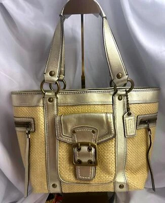 Bolso de mano Coach 2005 Legacy de paja y cuero Foto 1 de 4