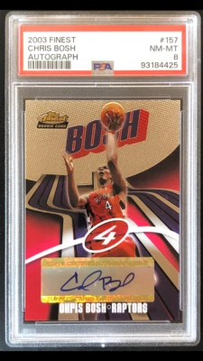 2003 Topps Finest Chris Bosh Autograph PSA 8 NM-MT #157 /999 Rookie Toronto - Image 1 of 4
