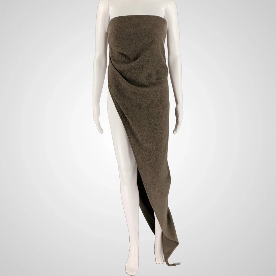 Vestido largo sin tirantes de lana gris topo talla 4 RICK OWENS FW23 Foto 1 de 4