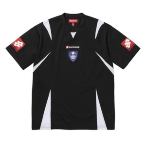 Supreme Crest Soccer Jersey Black FW24 Size L In Hand Ready To Ship - Picture 1 of 8