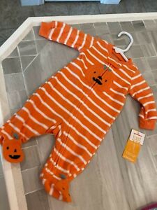 Just One You Carter’s Halloween Pumpkin Fleece Footed Sleeper Zip Up SizeNEWBORN