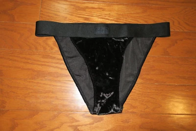 M ❤️ VICTORIA'S SECRET ❤️ ЭЛАСТИЧНОЙ ❤️ ТРУСИКИ ШИРОКАЯ ЛЕНТА БИКИНИ ❤️ ВЕЛЮРОВЫЙ ЧЕРНЫЙ - Изображение 1 из 4