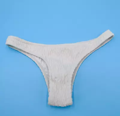 Victorias Secret XS White Ribbed Thong T Style Bikini Bottom Swim Beach Swimwear - Image 1 of 4