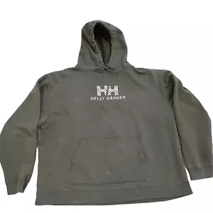 Helly Hansen HH Plaid Logo Hooded Olive Green Sweatshirt Size XXL *Stain - Picture 1 of 15
