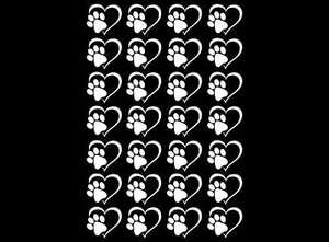 Calcomanías de vidrio fundido blanco de 0,75 pulgadas con estampado de pata de corazón 28 piezas - Imagen 1 de 2